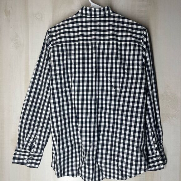 J. Crew black and‎ white checked bottom down blouse top, size medium - Picture 14 of 16